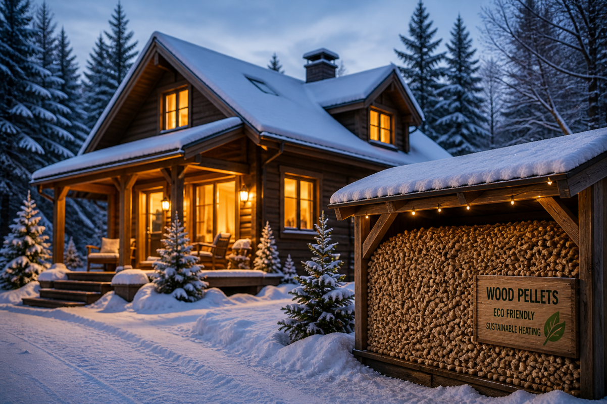 eco friendly home heating wood pellets winter house